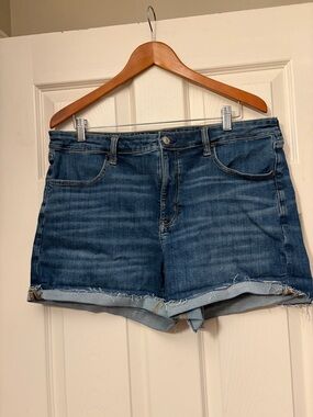 American Eagle Outfitters Dark Blue Rolled Hem Denim Shorts